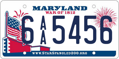 MD license plate 6AA5456