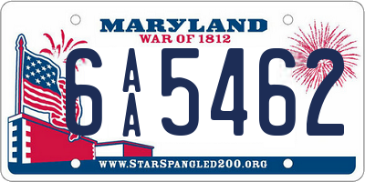 MD license plate 6AA5462