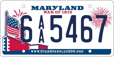 MD license plate 6AA5467