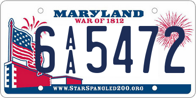 MD license plate 6AA5472