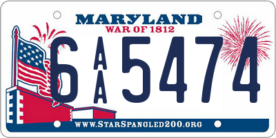 MD license plate 6AA5474