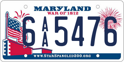 MD license plate 6AA5476