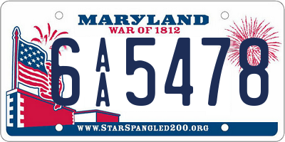 MD license plate 6AA5478