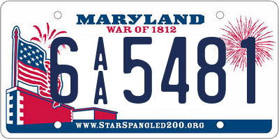 MD license plate 6AA5481