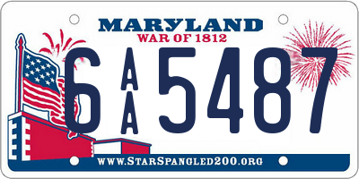 MD license plate 6AA5487