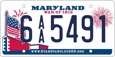 MD license plate 6AA5491
