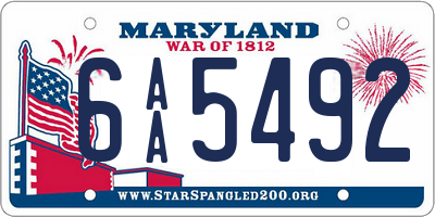 MD license plate 6AA5492