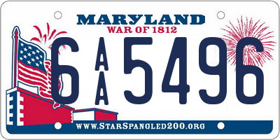 MD license plate 6AA5496