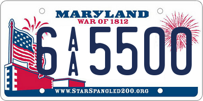 MD license plate 6AA5500