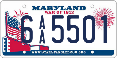 MD license plate 6AA5501