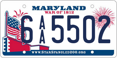 MD license plate 6AA5502