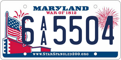 MD license plate 6AA5504