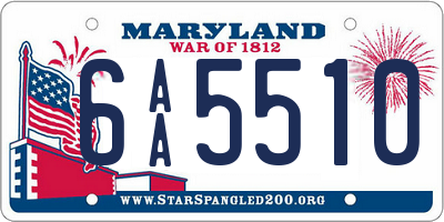 MD license plate 6AA5510