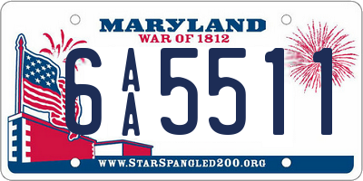 MD license plate 6AA5511