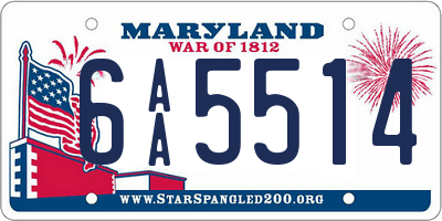 MD license plate 6AA5514