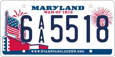 MD license plate 6AA5518