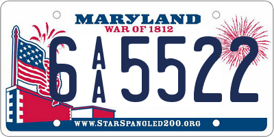 MD license plate 6AA5522