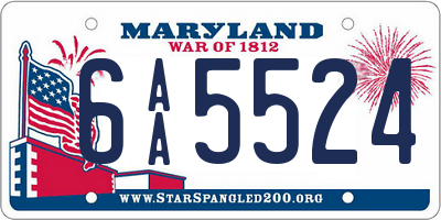 MD license plate 6AA5524