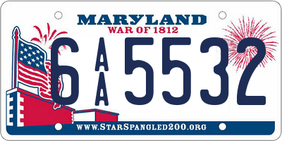 MD license plate 6AA5532