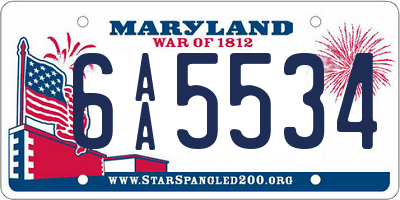 MD license plate 6AA5534