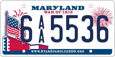 MD license plate 6AA5536