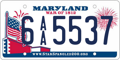 MD license plate 6AA5537