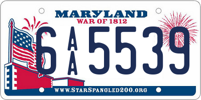 MD license plate 6AA5539