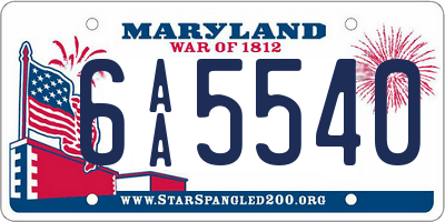 MD license plate 6AA5540