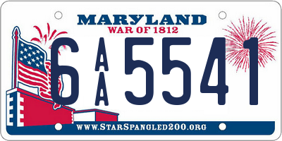 MD license plate 6AA5541