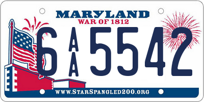 MD license plate 6AA5542