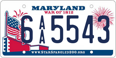 MD license plate 6AA5543