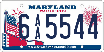 MD license plate 6AA5544