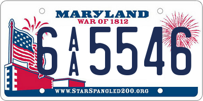 MD license plate 6AA5546