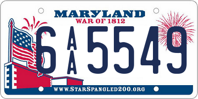 MD license plate 6AA5549