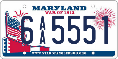 MD license plate 6AA5551