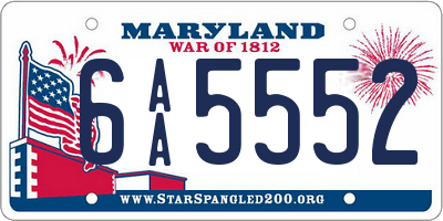 MD license plate 6AA5552