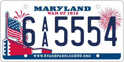 MD license plate 6AA5554