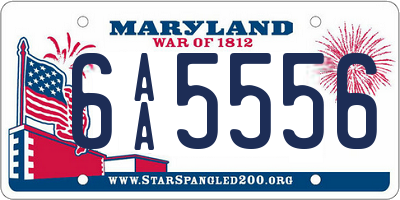 MD license plate 6AA5556