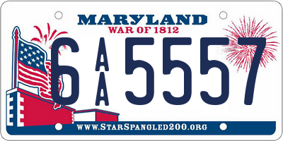 MD license plate 6AA5557