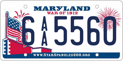 MD license plate 6AA5560