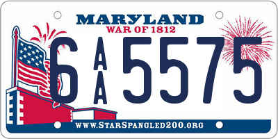 MD license plate 6AA5575