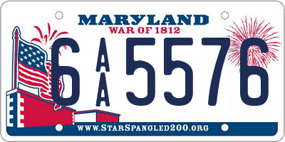 MD license plate 6AA5576