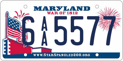 MD license plate 6AA5577