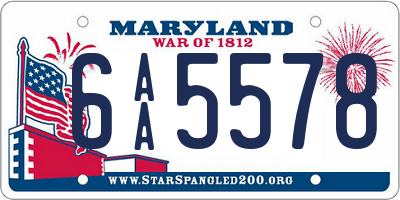 MD license plate 6AA5578