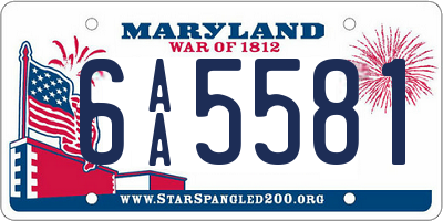 MD license plate 6AA5581