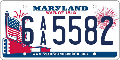 MD license plate 6AA5582