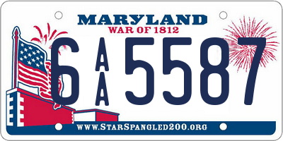 MD license plate 6AA5587