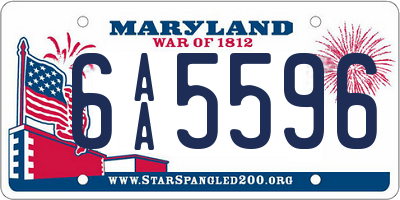 MD license plate 6AA5596