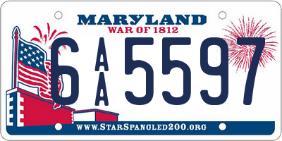 MD license plate 6AA5597