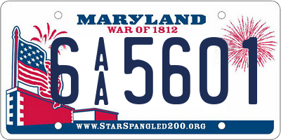 MD license plate 6AA5601